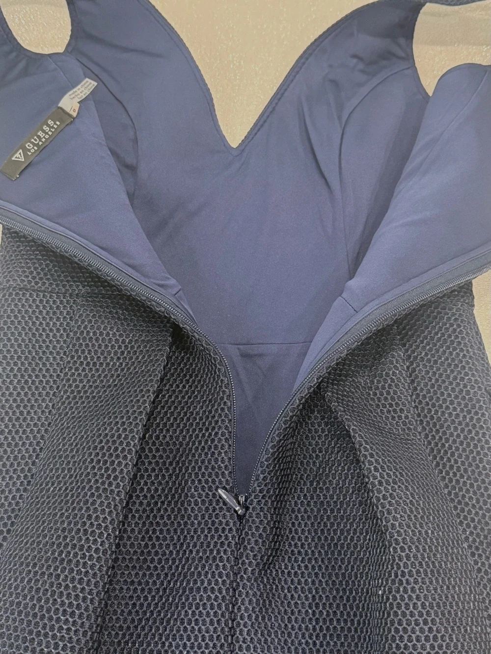 GUESS‎ Mesh Navy Blue Fit-and-Flare Dress Size 0 Wedding Guest Cocktail
